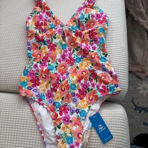 Cupshe Floral One Piece Swimsuit - Pink, Orange, Purple